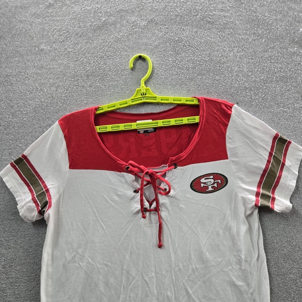 San Francisco 49ers Women Shirt XL White NFL Team Apparel Logo Activewear Laced - Picture 4 of 8